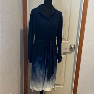 LuLaRoe Navy and White Long Sleeve Dress
